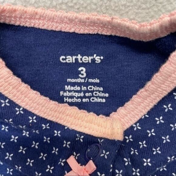 Carter’s One Piece Outfit navy blue pink cotton girls Size 3 Months - Picture 4 of 9
